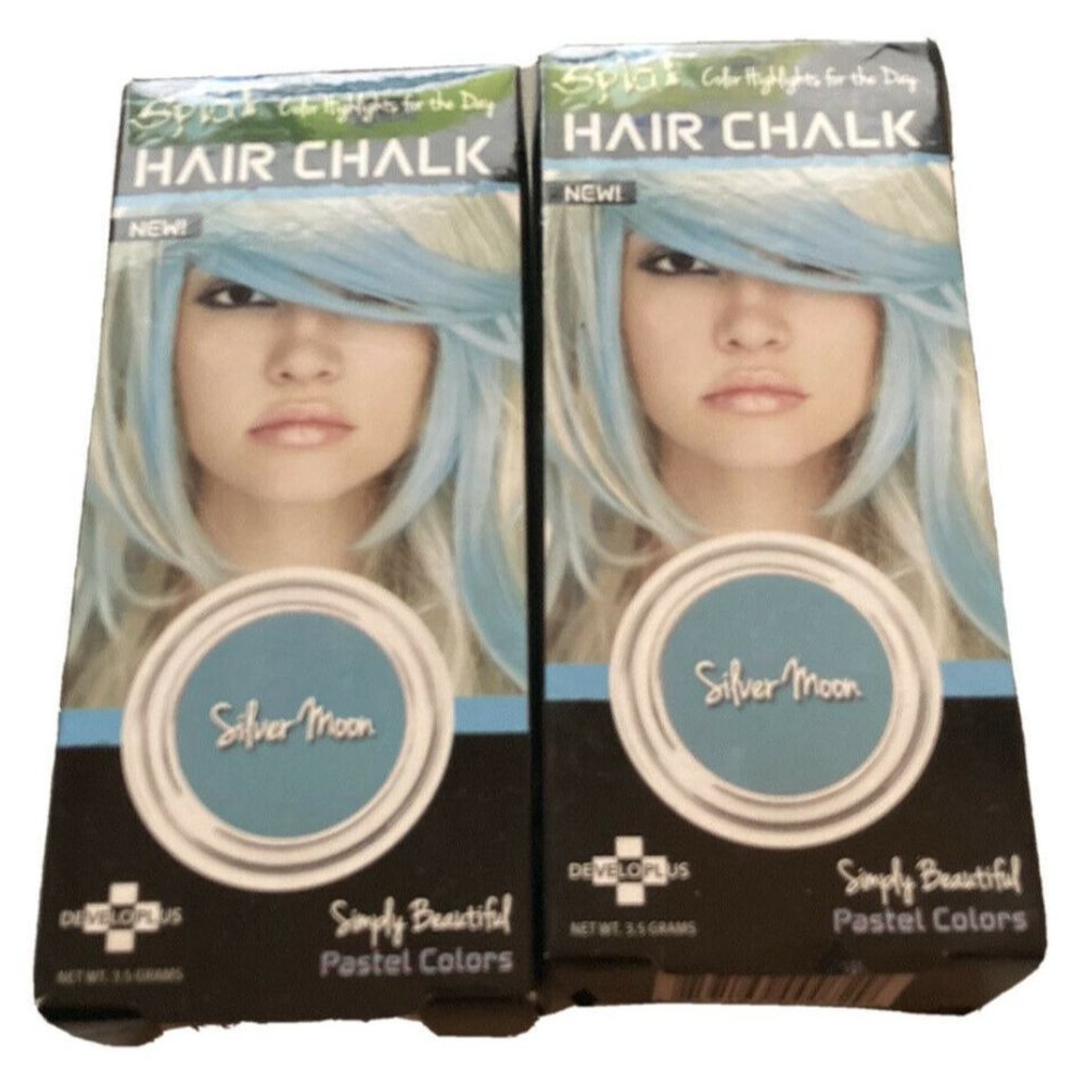 Splat Hair Chalk Silver Moon Washable Color Highlights Pastel Lot of 2